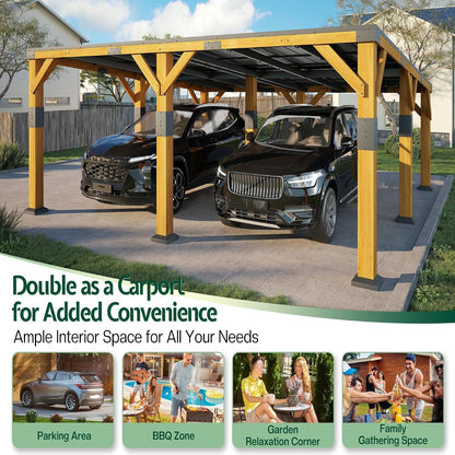 20' X 20' Cedar Wood Gazebo with Sloped Galvanized Steel Roof